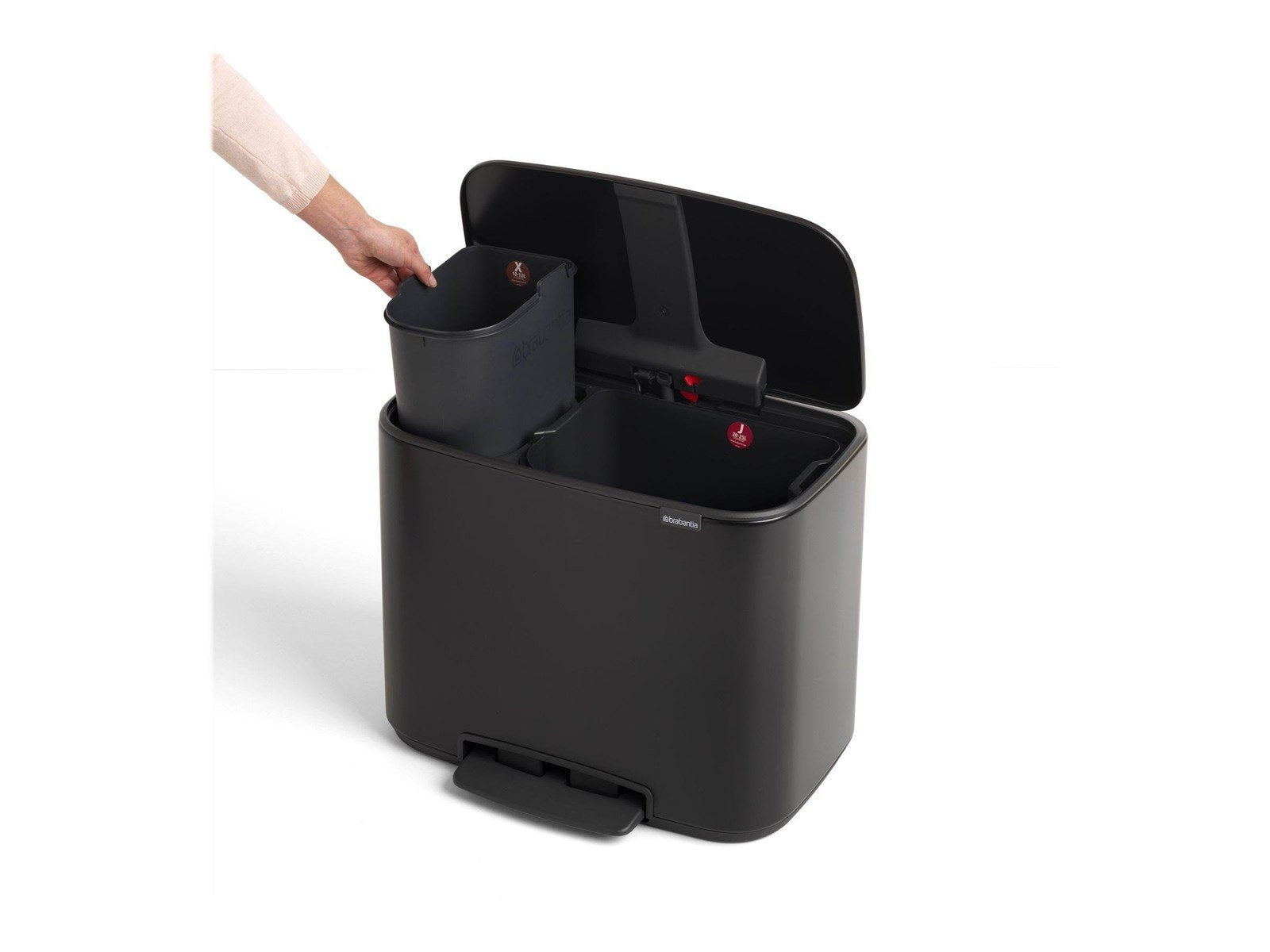 brabantia Bo Brabantia 11L + 23L Bo Pedal Bin - Matt Black brabantia Bo Brabantia 11L + 23L Bo Pedal Bin - Matt Black